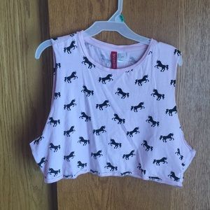 Pink Unicorn Muscle Cut Crop Top